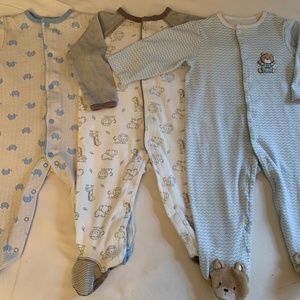 LITTLE ME Lot of 3 FOOTIE 100% Cotton FOOTIE SIZE 9 Months